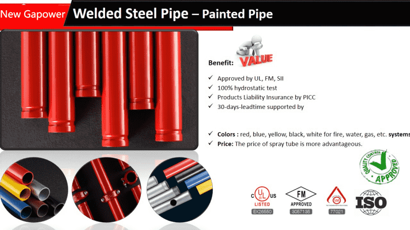 Pipe d'acciaio rivestite di plastica rossa ASTM A795 CERTIFICATE UL (1)