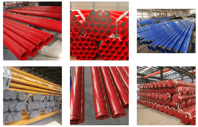 Pipe d'acciaio rivestite di plastica rossa ASTM A795 CERTIFICATE UL (2)